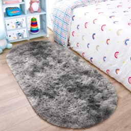 VIKAMA Long Plush Oval Area Rug Super Soft Fluffy Bedroom Bedside Rug Kids Room Nursery Dorm Floor Mat Home Decor