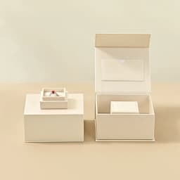 Oirlv Velvet Ring Gift Box with Outer Packaging Wedding Proposal Engagement Ring Box Birthday Gift Box with Blank Greeting Card