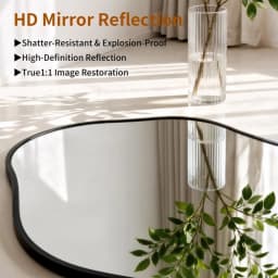 Asymmetrical Black Wall Mirror, Large Irregular Modern Wall Mounted Mirror with Aluminum Alloy Frame, Unique Freeform Decorative Art Mirror for Living Room, Bedroom, Entryway & Hallway