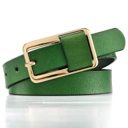 2025 New Design Real Cowhide Green 2.3cm Wide Korean Style Casual All Match Decorative Jeans Belt Thin Genuine Leather Simple