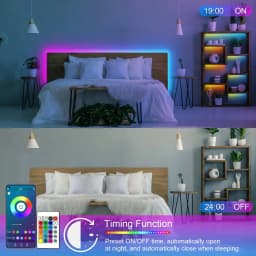 100FT Bedroom LED Strips Light, Color-hanging LED Strips Set, with 24-key Remote Control and Intelligent Application Control, RGB Music Synchronous Lighting, Suitable for Rooms, Home Decoration