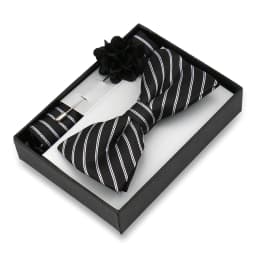 Classic High Quality Bow Tie Set Box Gift For Men Fashion Elegant Bowtie Handchief And Brooch Set Wedding Business Accessories