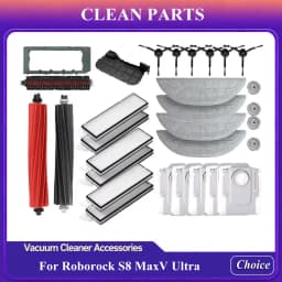 For Roborock S8 Maxv Ultra Vacuum Cleaner Accessories Mian Brush Side Brush Mop Pads Cloth Dust Bag Hepa Filter Spare Parts