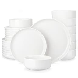 MALACASA 12/24 Piece Ceramic Porcelain Dinnerware Set with 4 Pcs Dinner/Dessert Plates,Bowl Tableware Set Service for 4