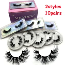 16 Pairs 3 Styles Wispy Faux Mink False Eyelashes Mixed Dramatic Thick Curled Fluffy Strip Lashes Multipack for Eyes Makeup Sets