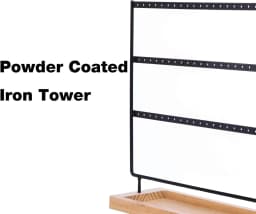 3-Tier Earring Holder Stand 69 Holes Wooden Jewelry Organizer Display with Storage Tray for Desktop Earring & Bracelet Organizer