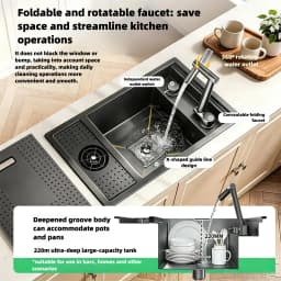 Cup Washer Hidden Bar Sinks With Lid MultifunctionalStainless Steel Kitchen Sink Single Slot Undermount Bowl