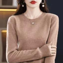 Fashion 100% Merino Wool Sweater Elegant Cashmere Pullover Women O-Neck Long Sleeve Knitwear Basic Clothing Jumper Tops