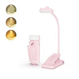 Rechargeable Clip Book Light Gift with Red Warm White Pink 3 Lighting Modes Flexible Gooseneck Eye-Care Clip Lamp Bedroom