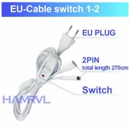 Hexagon LED Light 2-Pin Power Cord with On/Off Switch for HAMRVL Honeycomb Garage Lights & Lighting Systems Replacement Cable