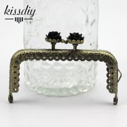 KISSDIY 10pcs 8.5CM Rose Head Pattern Purse Frame Antique Bronze Square Shape Bag Kiss Clasp Lace Metal DIY Bag Accessories