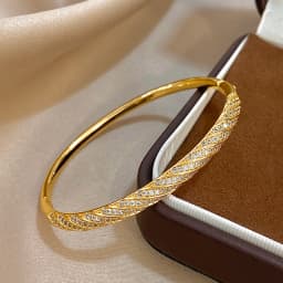 Luxury Twisted Micro Inlaid Zircon Cuff Bracelets for Women Fashion Gold Plated Copper Stacked Bangle Bracelet Jewelry Gifts
