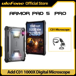 Ulefone Armor Pad 5 Pro 5G Rugged Tablet 24200mAh Android 15 Tablet 12GB+20GB RAM, 512GB ROM 64MP 120W GPS NFC