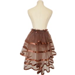 E15F Women's Elastic Waist Layered Long Tulle Skirt Ruffled Mesh Overskirt For Stage Performances Game Wear