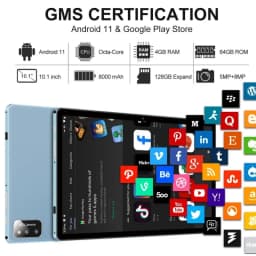 T10 10.1” Android 11 Tablet PC 4GB RAM 64GB ROM Octa-Core 1280 X 800 Pixels 5.0MP+8.0MP Cameras Type-C WIFI Bluetooth 5.0