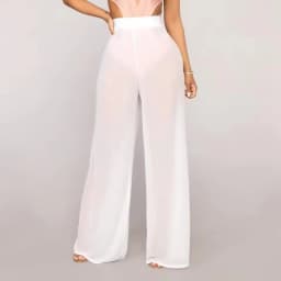 Women See Through Boho Wide Leg High Waist Trousers 2026 New Beach Long Loose Mesh Sheer Pants Hot