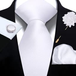 Men's Solid Necktie Cufflinks Pocket Square Lapel Pin Flower Brooch Elegant Man Wedding Shirt Accessory Set Suit Groomsmen Gifts