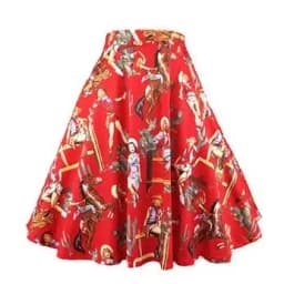 Small Red Polka Dot Cotton Womens Sexy Midi Summer Skirt Pin Up  High Waist Retro Vintage Rockabilly 50s Women Skirt