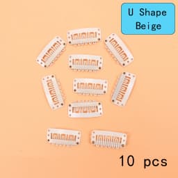 10Pcs 32Mm Hair Clips U-Shape Metal Clips For Hair Extensions 9-Teeth Wig Clip For Women Wig Accessories Black Brown Beige