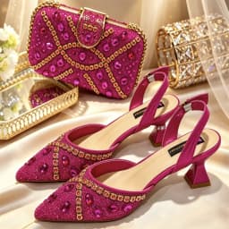 Trendy Women's Pointed-Toe High Heels and Luxury Bag Set - Versatile Fit for All Foot Shapes, Sleek Design for a Chic Loo