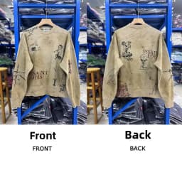 Washed Heavy Duty Spray Dirty Vintage Large Size round Neck Sweatshirt Trendy Casual Loose Fit Long Sleeve Printed Streetwear