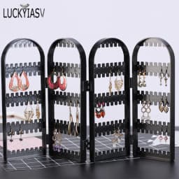 120/180/240/360holes Plastic Clear Earrings Studs Display Rack Folding Screen Earring Jewelry Display Stand Holder Storage Box
