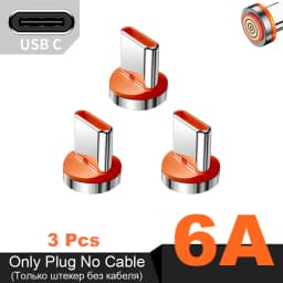 NNBILI 6A Round Magnetic Plug for Huawei Honor 3A USB Type C Magnet Tips Fast Charging Adapter for iPhone Samsung Xiaomi Oneplus