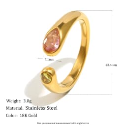 MamacitaSlay 316L Stainless Steel Multicolored CZ Stackable Ring 18K Gold Plated Vintage Waterproof Jewelry For Women Daily Wear