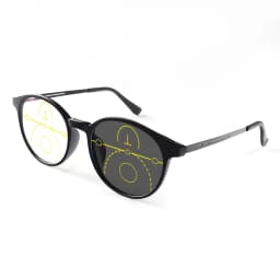 Progressive Multifocal Reading Glasses, Photochromic, Clear Vision, Round Frame, Lightweight to Wear, Stylish Appearance Suitable for Both Men and Women