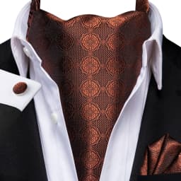 Men's Ascots Fashion Luxury Solid Plaid Check Dot Cravat Set with Cufflinks and Handkerchiefs for Daily Casual Outing