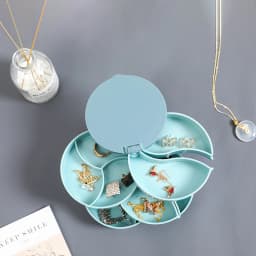 Rotating Four-layer Jewelry Box Necklace Earrings Ring Bracelet Storage Organizer Multilayer Compartment Storage Box with Mirror