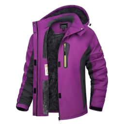 TACVASEN Womens Multi-pocket Ski Jacket with Detachable Hood Windproof Water-Resistant Fleece Lined Coat Wear-resistant Softshel