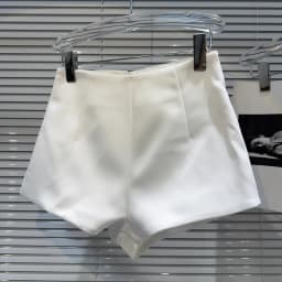 High end 2025 summer new niche solid color satin cotton brocade simple workplace temperament part slim fit shorts