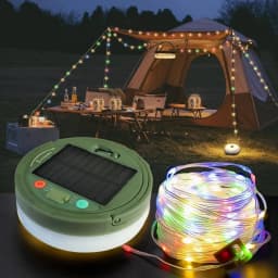 Solar Camping String Lights Waterproof Camping Lights with 8 Lighting Modes Rechargeable Outdoor Camp Lamp Portable Tent Lantern