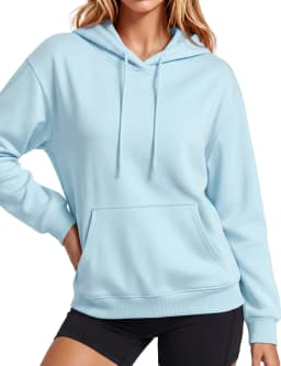 TACVASEN Women Fleece Lined Pullover Hoodie Solid Color Warm Hooded Sweatshirt with Kangaroo Pocket Adjustable Drawstring Casual