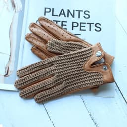Women's Thin Sheepskin Motorcycle Riding Gloves Touch Screen Genuine Leather Spring and Autumn Sun Protection Driving Gloves