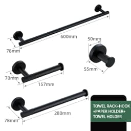 Black Bathroom Accessories Brass Knurled Kit Paper Holder Towel Rack Shelf Single Towel Holder Toilet Brush Holder Hook