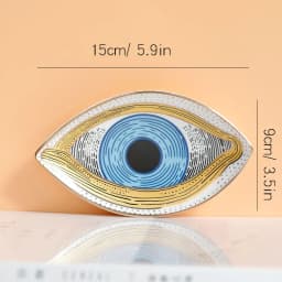 1pc Ceramic Jewelry Storage Tray, Unique Eye Design Desktop Organizer For Rings, Earrings, Keys, Ceramic Evil Eye Trinket Plate