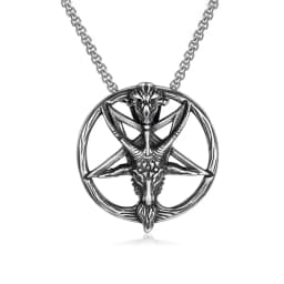 Gothic Vintage Pentagram Satanic Sheep Pendant Necklace For Men Punk Stainless Steel Biker Animal Necklaces Amulet Jewelry Gifts