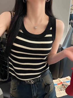 2026 Spring Summer Slim Fit All-Match Crop Top Women Tank Top Knit Camisole Solid Color Inner Wear Base Top