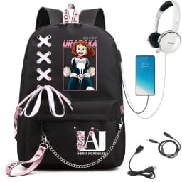 My Hero Academia Anime Print Student Backpack with Webbing Straps Girls School Bag Lightweight Casual Daypack
