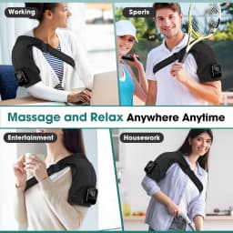 Electric Heated Shoulder Massager With 3 Heat Levels 3 Vibration Modes, Rechargeable Shoulder Support Wrap with Timer and Touch Screen, Extended Straps