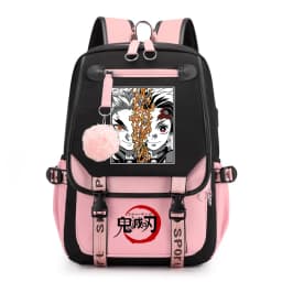Kids Anime School Backpack Demon Slayer Pattern Casual Daypack for Girls Students Book Bag
