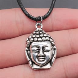 17 Styles Buddha Statue Pendant Necklace Black Leather Cord Chain Necklace Factory Price Handmade Jewelry