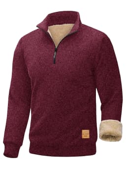 Winter Men's Fleece Lined Stand Collar Pullovers Solid Thickened Half Zipper Long Sleeve Sweater Men Casual Warm Sweatshirts Top