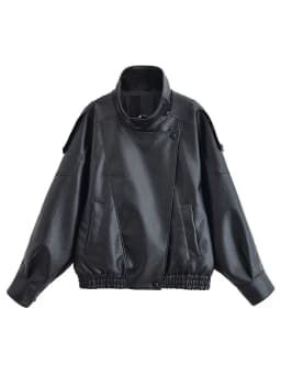 Faux Leather Jacket for Women Casual Solid Long Sleeve Zipper Pu Leather Coats New Autumn Fashion Female Streetwear Coat