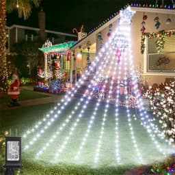 9X3M 288LED Outdoor Christmas Waterfall Star String Light Lighted Waterfall Tree Hanging String Light Topper Star Fairy Light