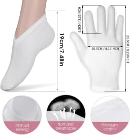 2 Pairs Moisturizing Gloves&Socks for Overnight Bedtime Heal Eczema Sleeping Lotion Hand Spa Treatment,Repair Cracked Dry Skin
