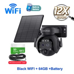 SHIWOJIA 4K 8MP Solar Camera 4G SIM/ WIFI Solar Security Camera 12X ZOOM Color Night Vision Surveillance PIR Monitor PTZ Camera