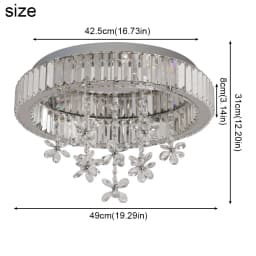 LED Modern Round Crystal Ceiling Light Flush Mount Chandelier with Flower Pendants Prism Crystal Lamp for Living Room Bedroom Home Decor